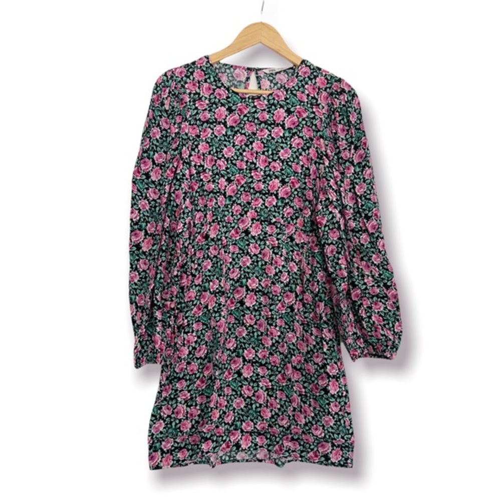 Zara Dress Large Floral Long Sleeve Boho Shift Mini Summer Long Sleeves